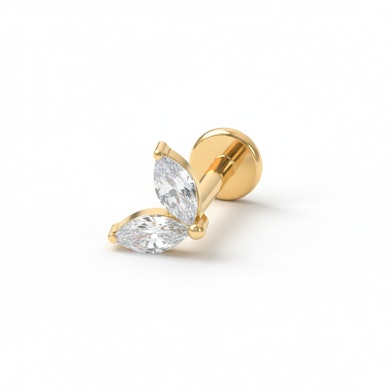 Titano labret su dvigubais akmenukais