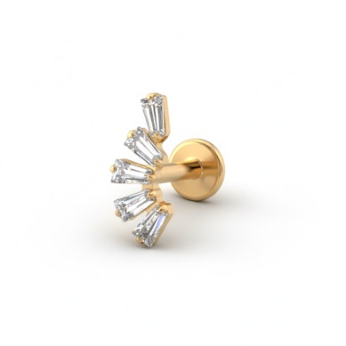 Titano labret su bagetės formos akutėmis