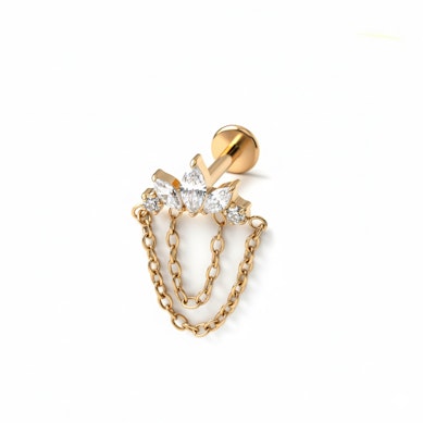 Titano labret su akutėmis ir grandinėlėmis