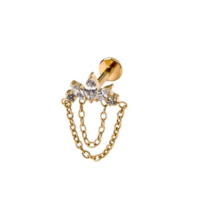 Titano labret su akutėmis ir grandinėlėmis