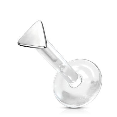 Labret auskaras su trikampio formos karoliuku iš 14k aukso