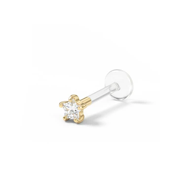 14k aukso labret auskaras iš PTFE su žvaigždutės formos kristalu