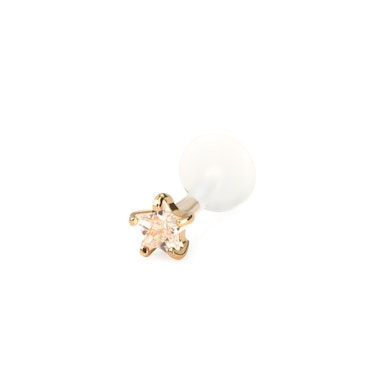 14k aukso labret auskaras iš PTFE su žvaigždutės formos kristalu