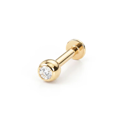 Labret auskaras iš 14k aukso su kristalu
