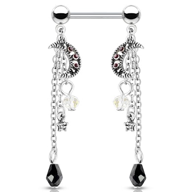 Auskaras į spenelį su žvaigždutėmis ir mėnuliu