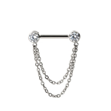 Auskaras į spenelį su grandinėlėmis iš titano