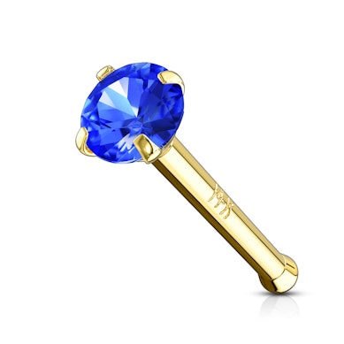 Auskaras į nosį iš 14K aukso su kristalu.