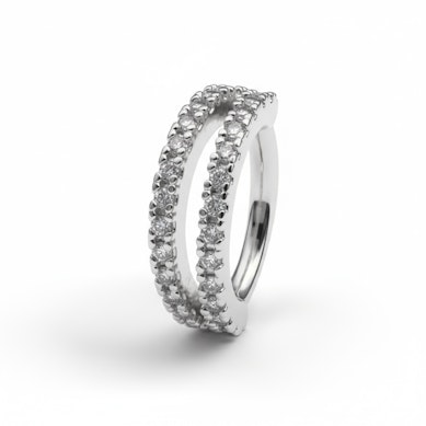 Žiedas su dviguba linija akmenukų