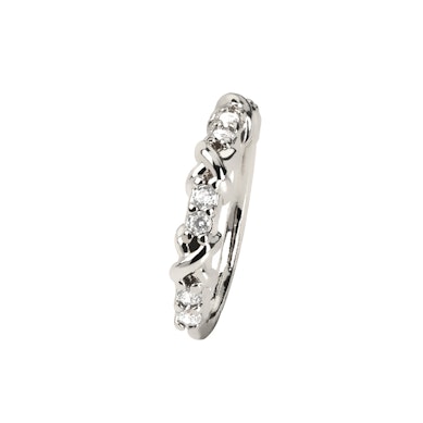 Twist ring with criss-cross design with pavé stones