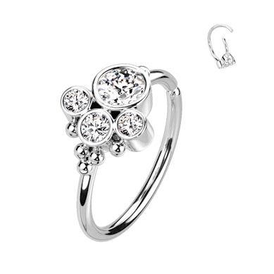 Twist ring with round stone ball cluster design