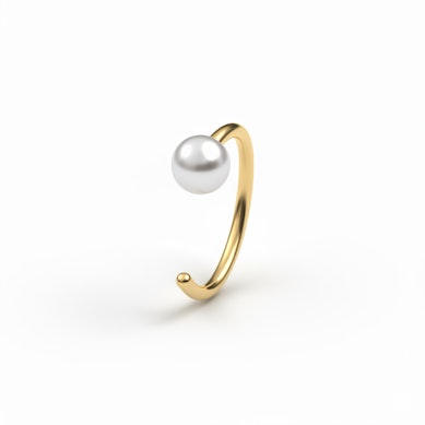 Atviras titano žiedas su perlu