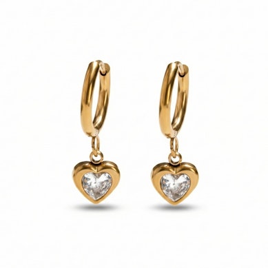 Žiedų su širdelės formos pakabukais pora