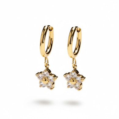 Žiedų su gėlės formos pakabukais pora