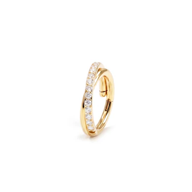 Sukryžiuotas titano žiedas su kubinio cirkonio akutėmis