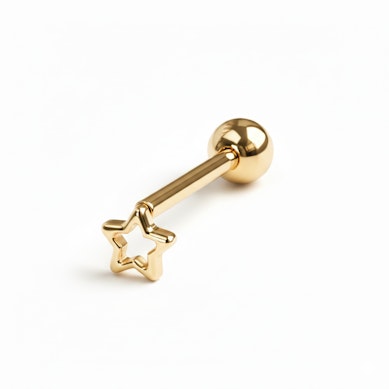 Titano barbell į liežuvį su žvaigždute