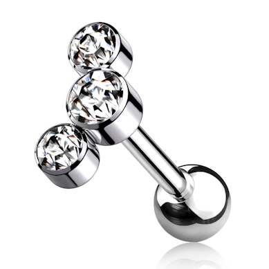 Labret auskaras iš titano su trimis kristalais