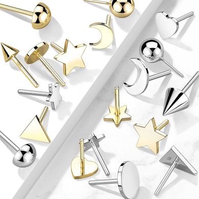 14K gold threadless push-in front in different designs