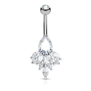 Belly button ring with oblong stones