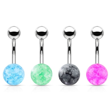 Belly button ring with watercolor balls