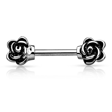 Nipple barbell with roses