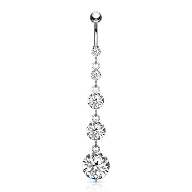 Belly button ring with long dangle