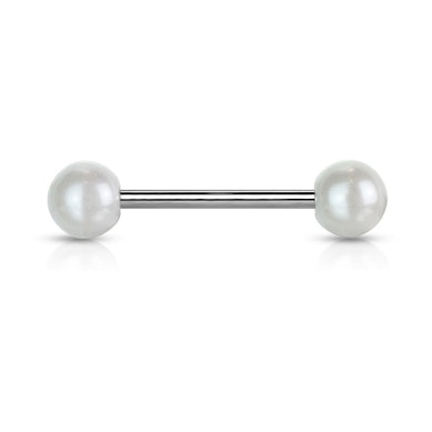 Tongue barbell with pearl balls