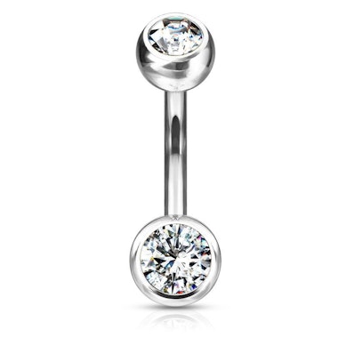 Belly button ring made of titanium with stones