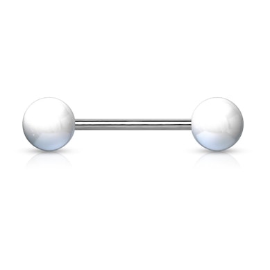 Tongue barbell made of titanium with acrylic balls in a variety of colors