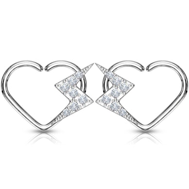 Ear piercing heart-shaped with lightning