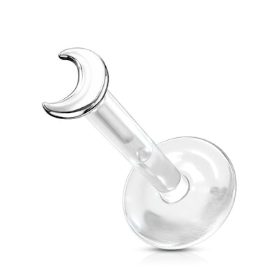 14k gold labret with half moon 
