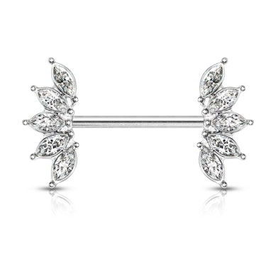 Nipple barbell with marquise stones