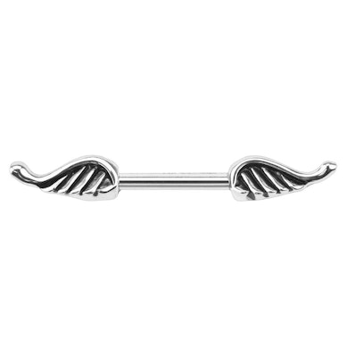 Nipple barbell with angel wings