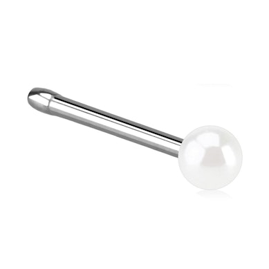 Nose stud with acrylic pearl ball