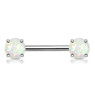 Nipple barbell with opal stones