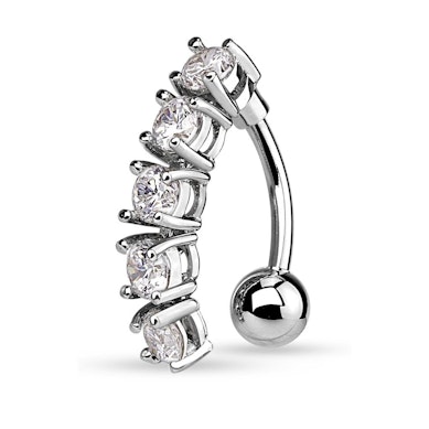 Reverse belly button ring with moving joints
