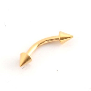 Curved barbell gold-plated with spikes