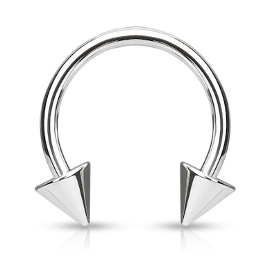 Circular barbell made of titanium with spikes