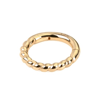 Hinged ring made of 14k gold with braided design