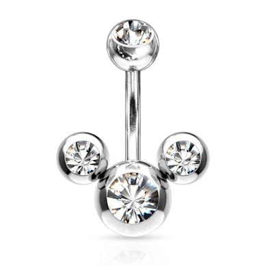 Belly button ring with four stones in your choice of color