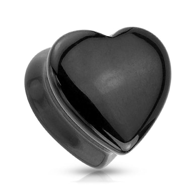 Plug heart-shaped in black onyx