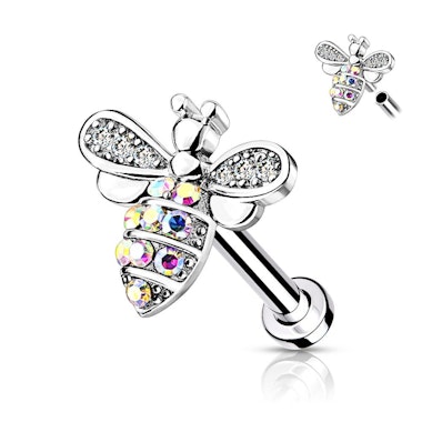 Labret internally threaded with studded bee