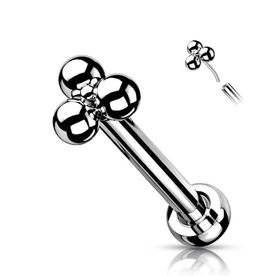 Titanium push-in labret with triangular ball cluster top