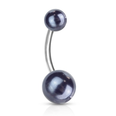 Belly button ring with pearl balls