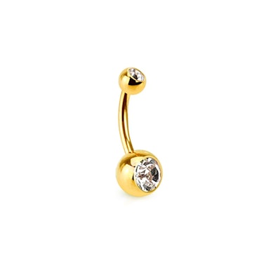 Belly button ring double jeweled with gold-plating
