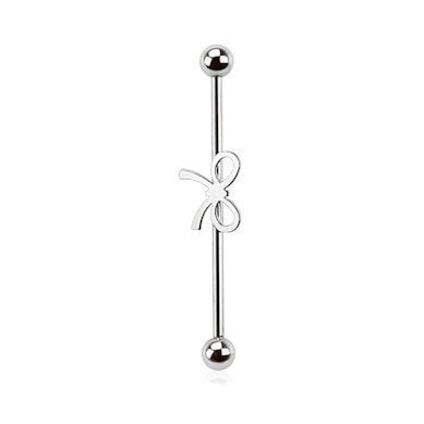 Straight barbell with bow charm