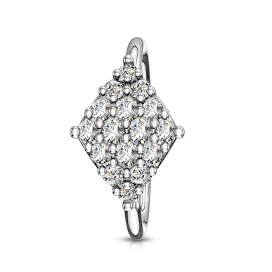 Ring with diamond-shaped design on the side