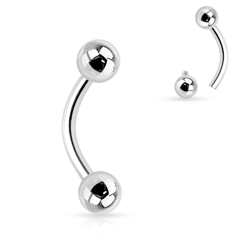 Versatile curved barbell internally threaded in surgical steel