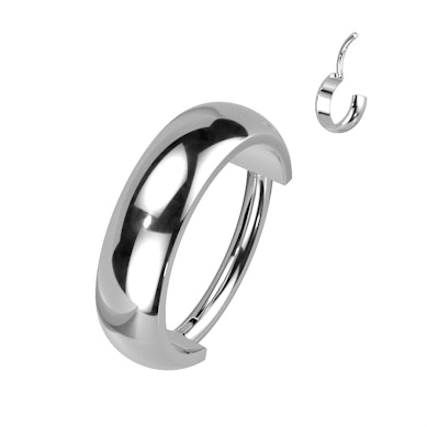 Titanium hinged segment ring with large outward-facing arch