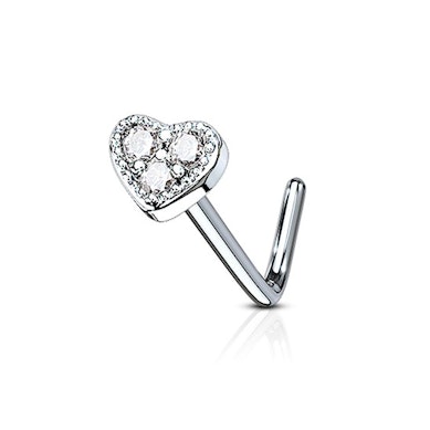 Nose ring with heart and three stones