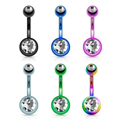 Belly button ring titanium-plated in six different colors